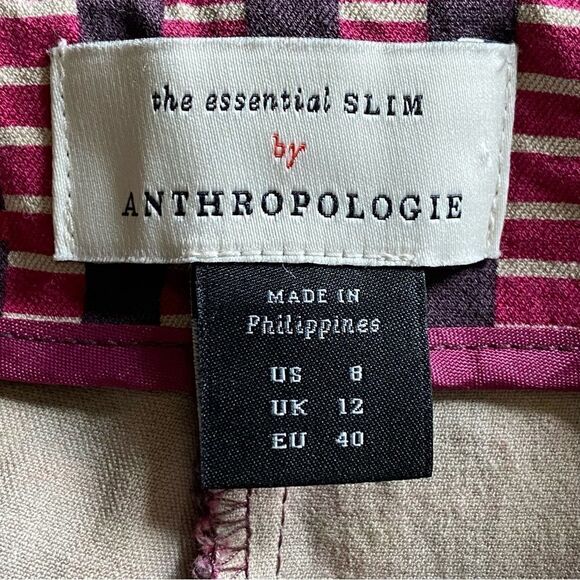 Anthropologie Essential Slim Pant Stretch High Rise Purple Pink 8 Boho - Picture 2 of 14